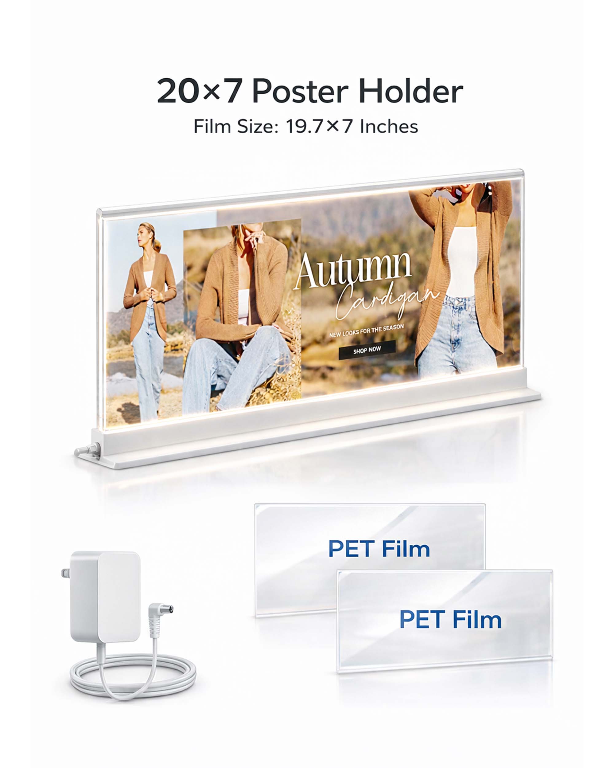 Desktop Magnetic Double-sided LED light box 20"x7"