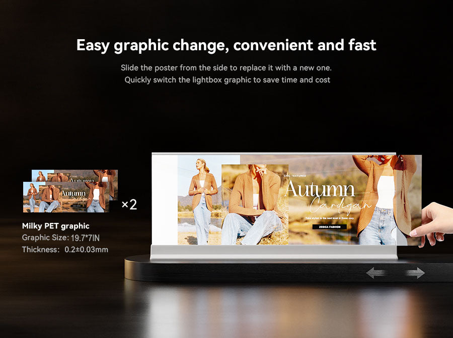 Desktop Magnetic Double-sided Rechargeable LED light box 20"x7"