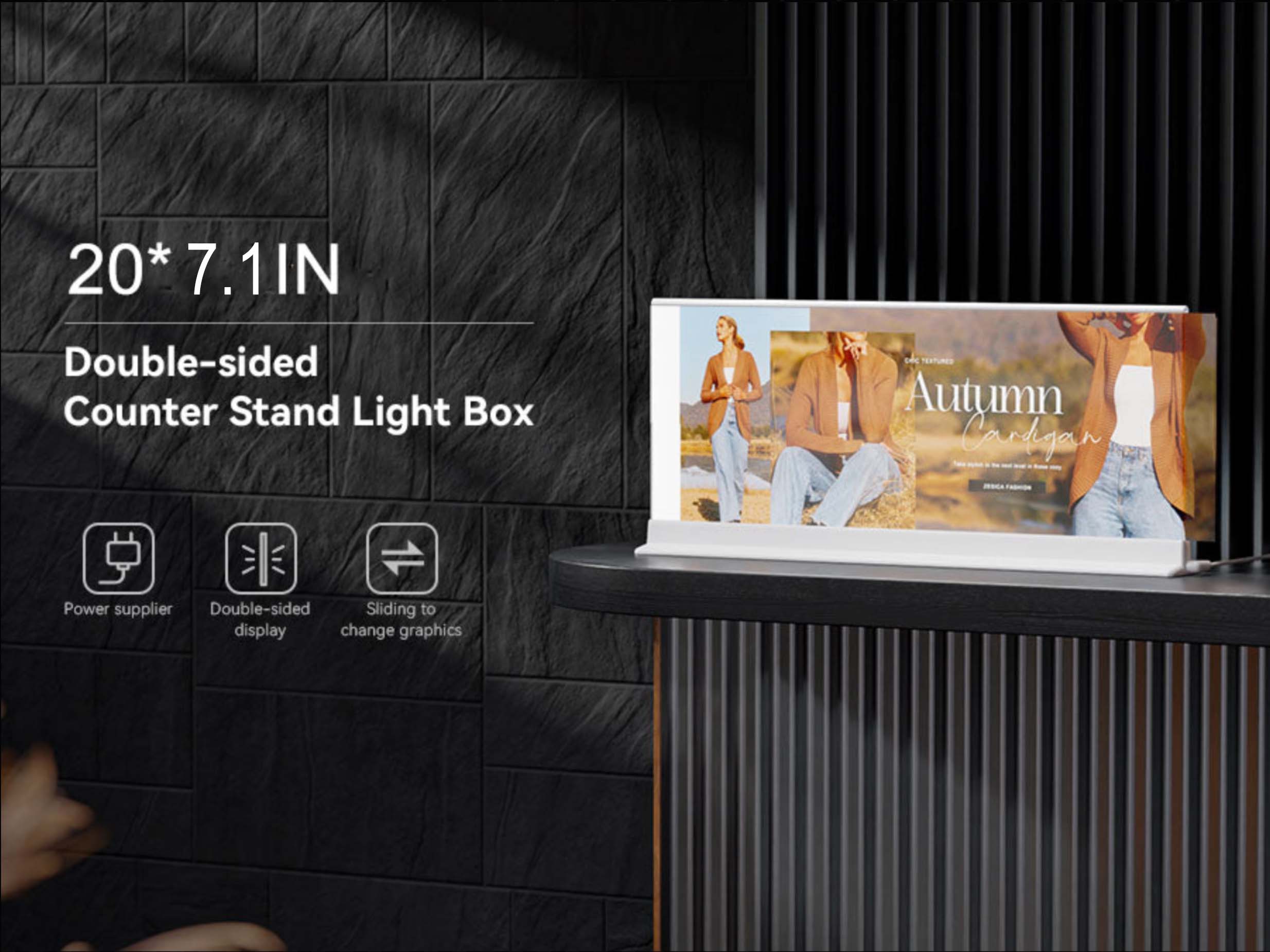 Desktop Magnetic Double-sided Rechargeable LED light box 20"x7"