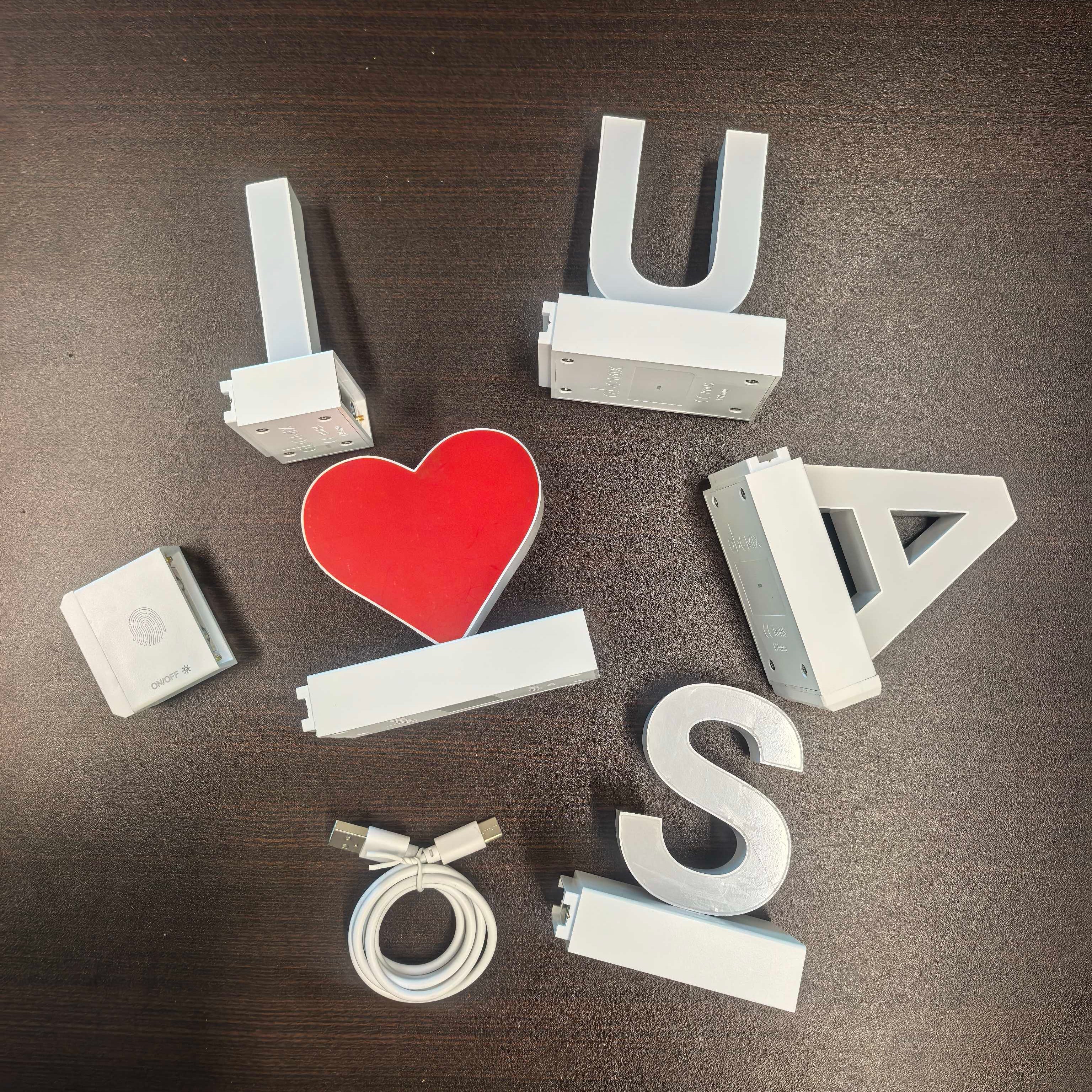 ABCmix Magnetic LED Letters Set – I❤️USA Pre-Assembled Pack with Touch Dimmer, Party & Home Decor