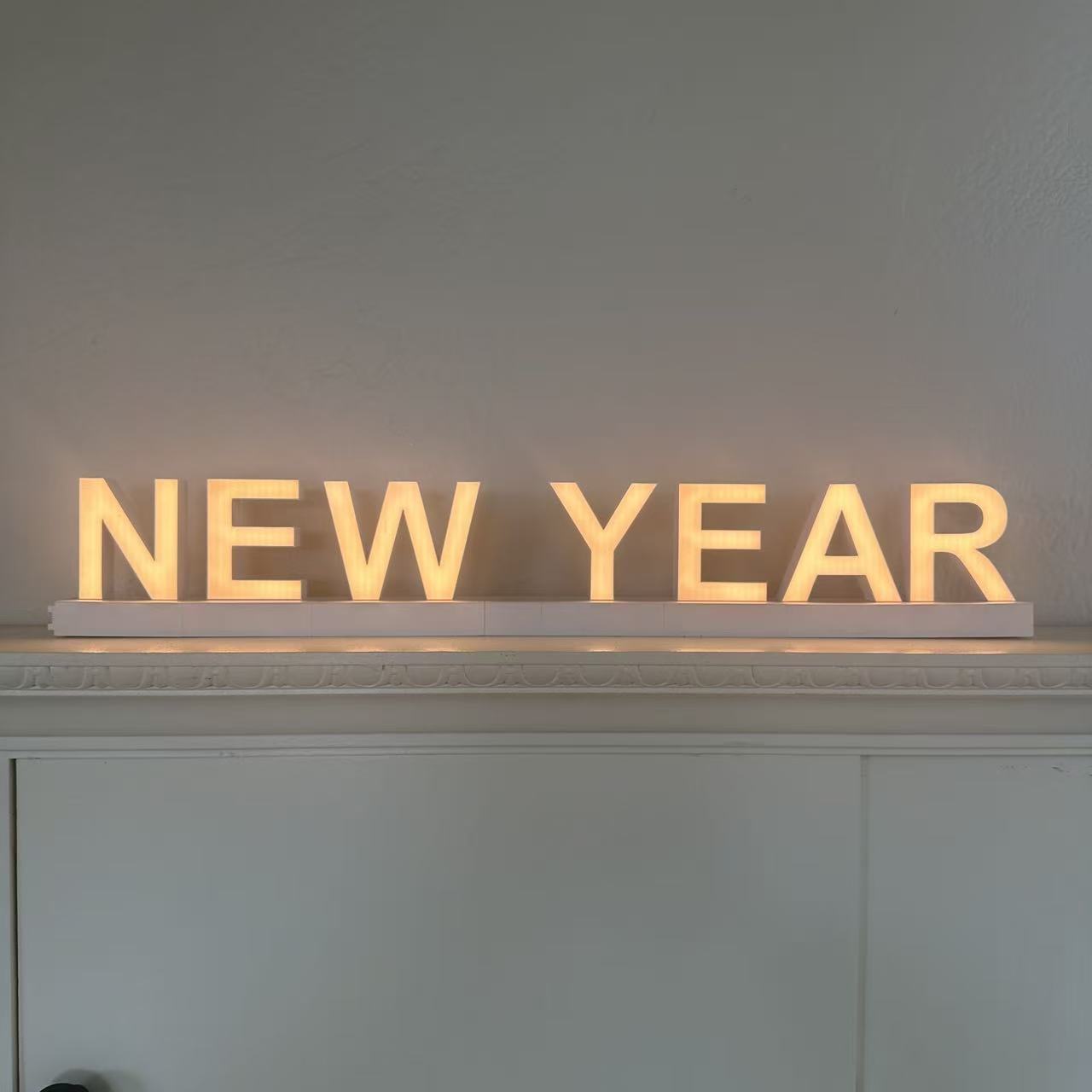 ABCmix Magnetic LED Letters Set – NEWYEAR Pre-Assembled Pack with Touch Dimmer, Party & Home Decor
