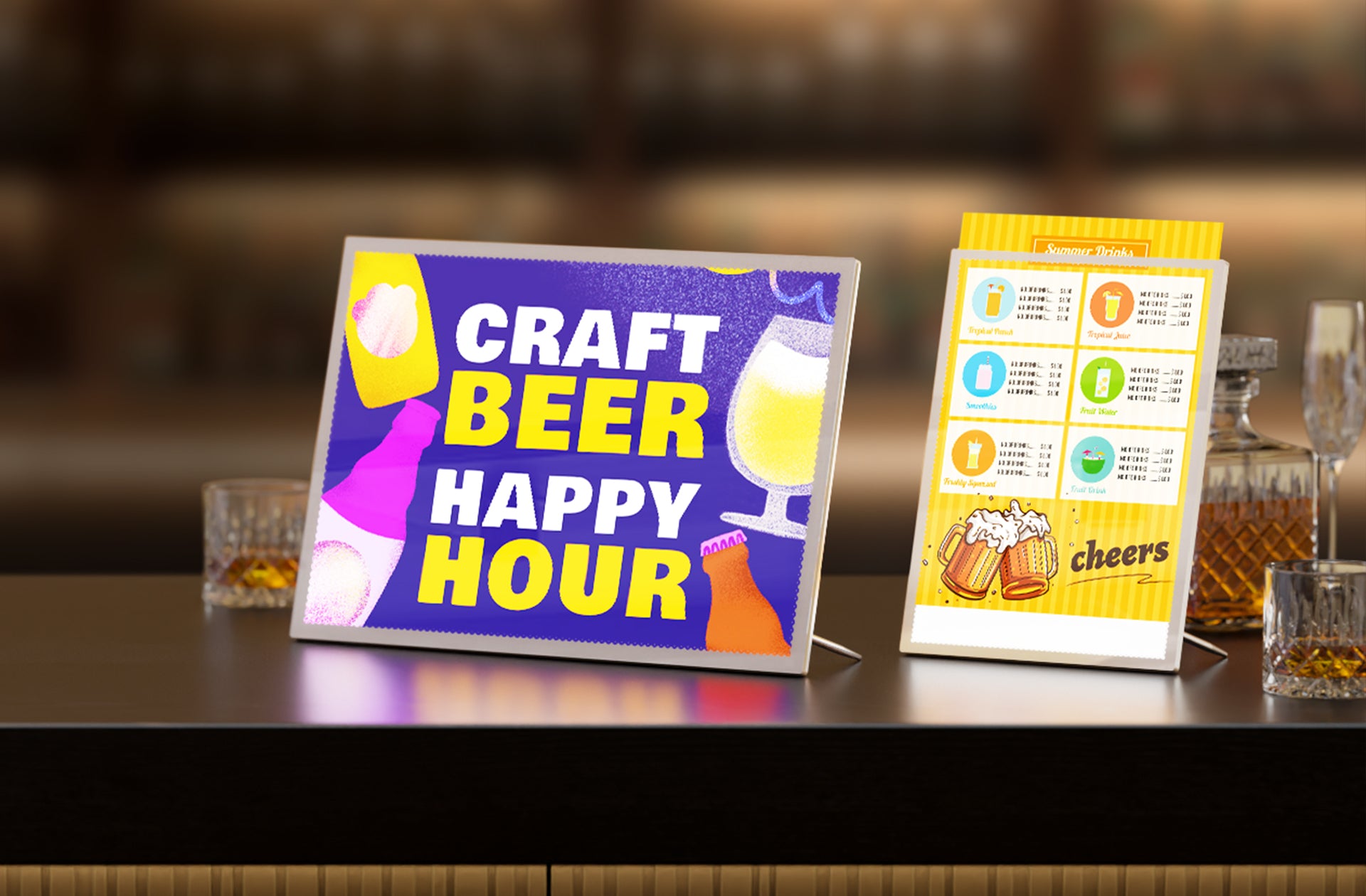 Customize PET Film UV Printing for A3Desktop Menu Holder 1 piece