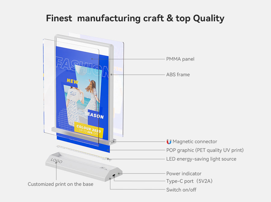 Desktop Magnetic Double-sided Rechargeable LED light box A5