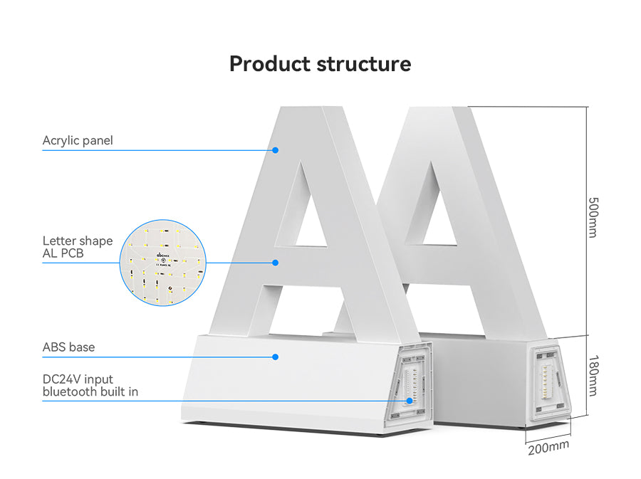 LED Floor Standing Capital Letter H 27"