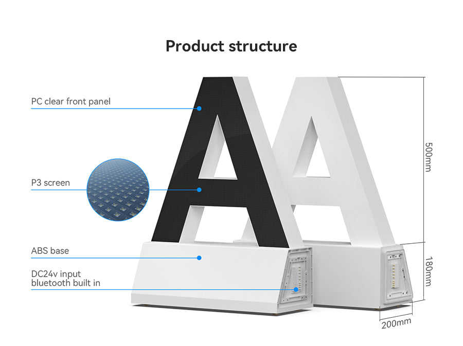 LED Floor Standing Capital Letter H 27"