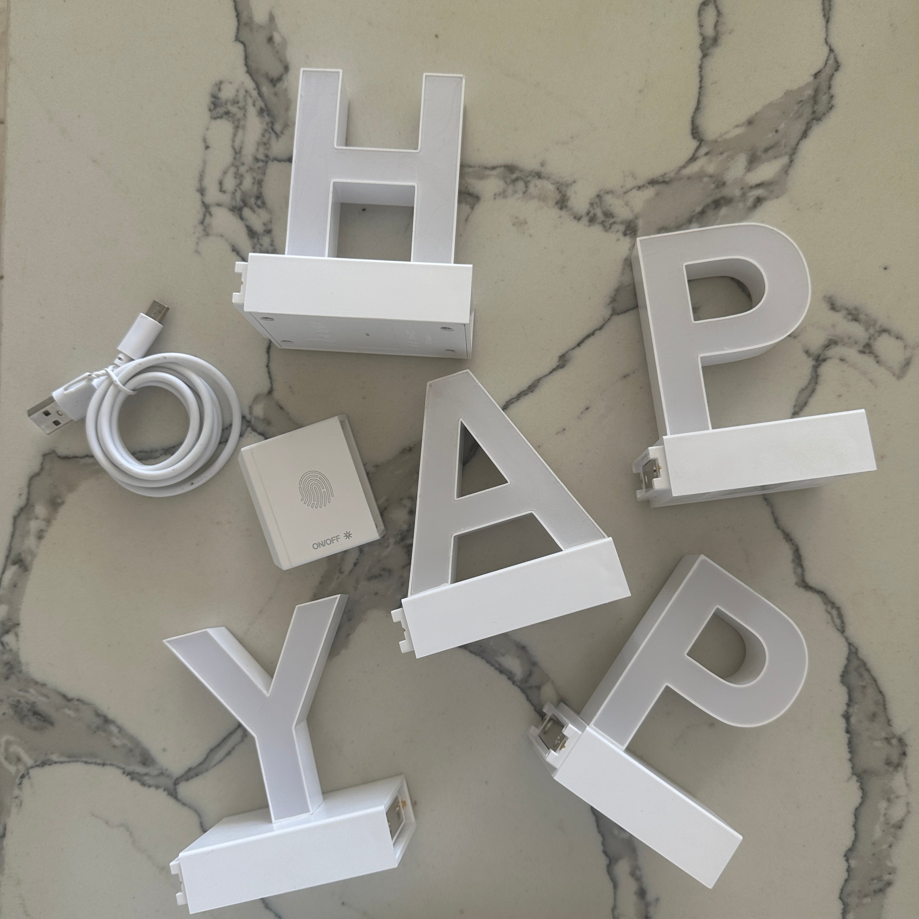 ABCmix Magnetic LED Letters Set – HAPPY Pre-Assembled Pack with Touch Dimmer, Party & Home Decor
