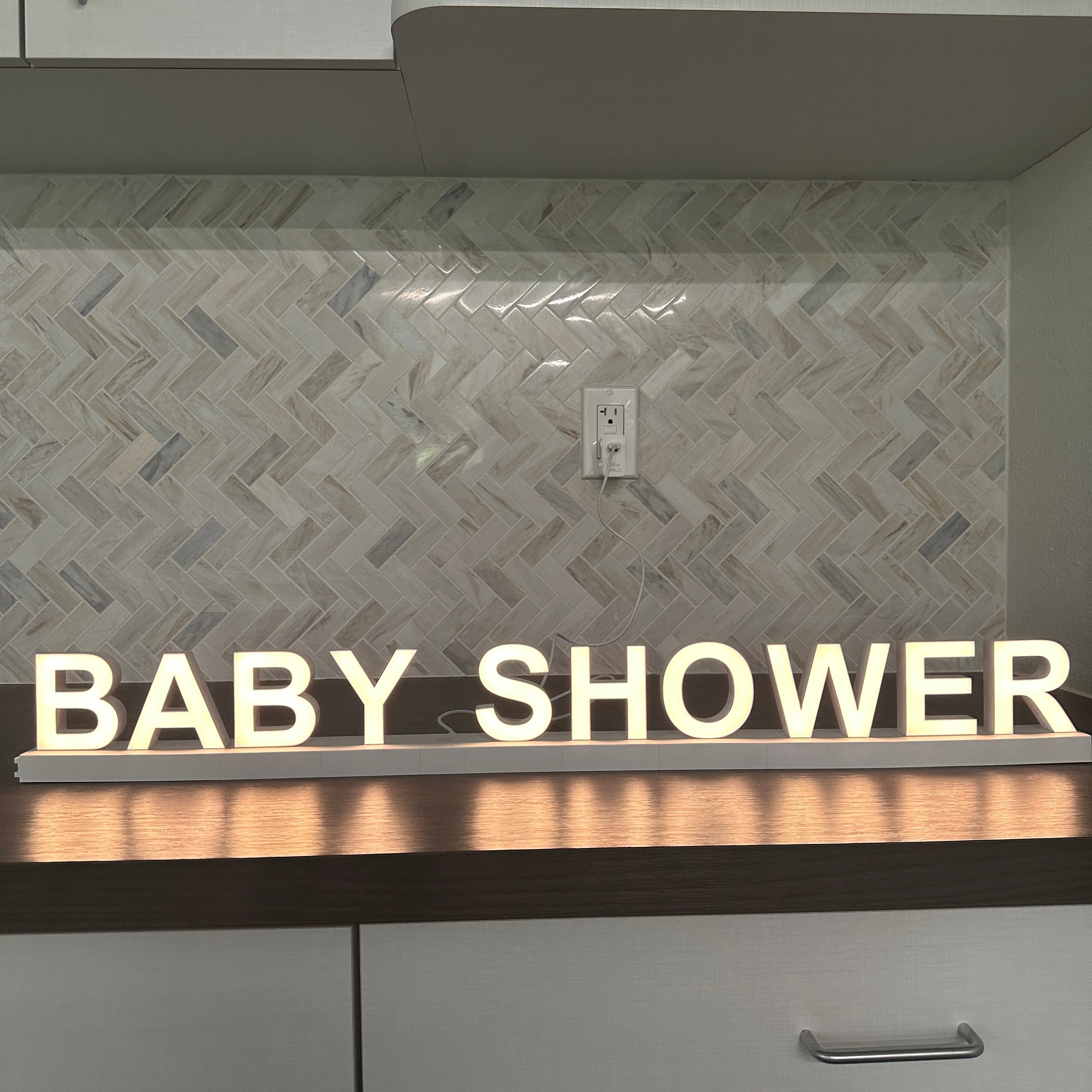 ABCmix Magnetic LED Letters Set – BABY SHOWER Pre-Assembled Pack with Touch Dimmer, Party & Home Decor