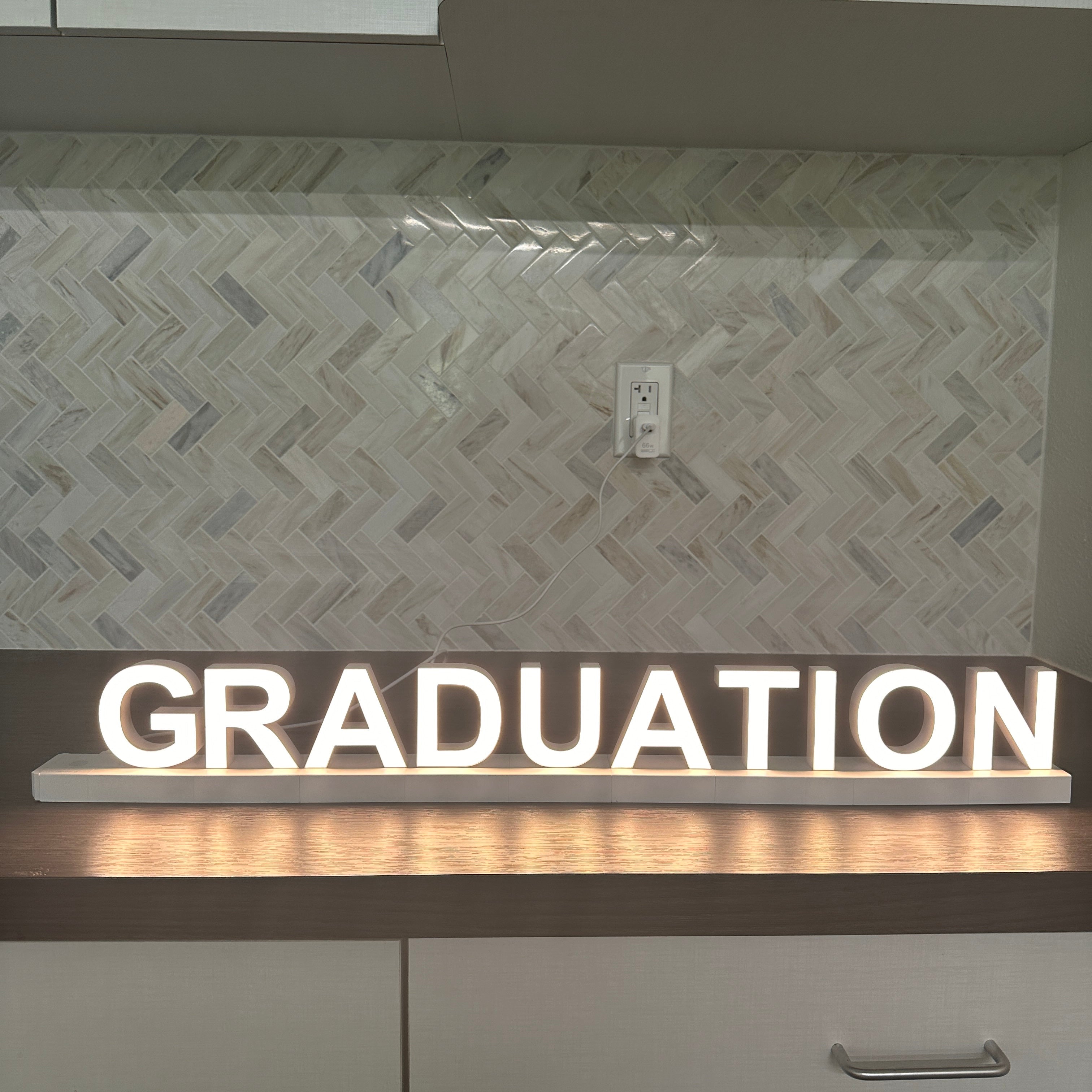 ABCmix Magnetic LED Letters Set – GRADUATION Pre-Assembled Pack with Touch Dimmer, Party & Home Decor