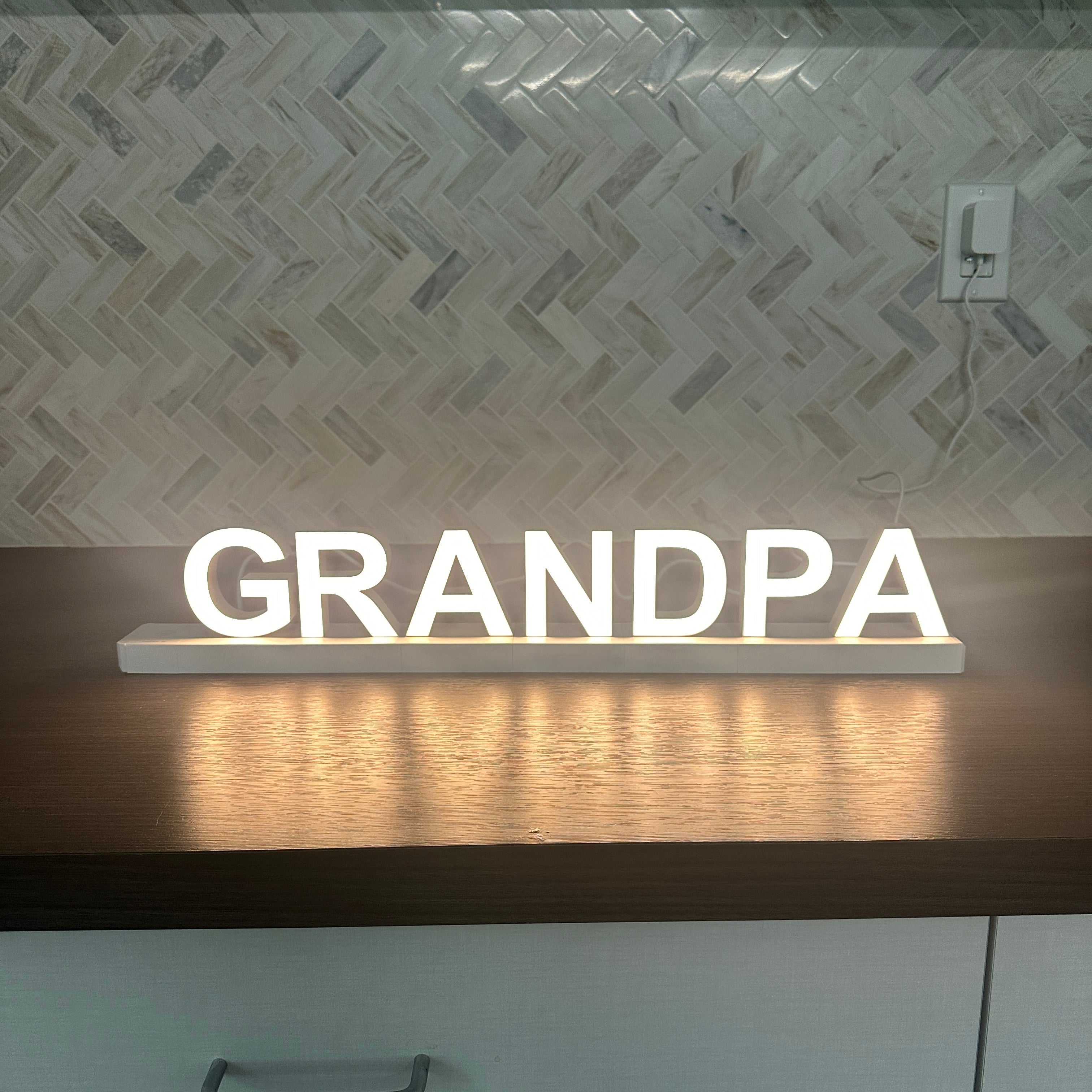 ABCmix Magnetic LED Letters Set – GRANDPA Pre-Assembled Pack with Touch Dimmer, Party & Home Decor