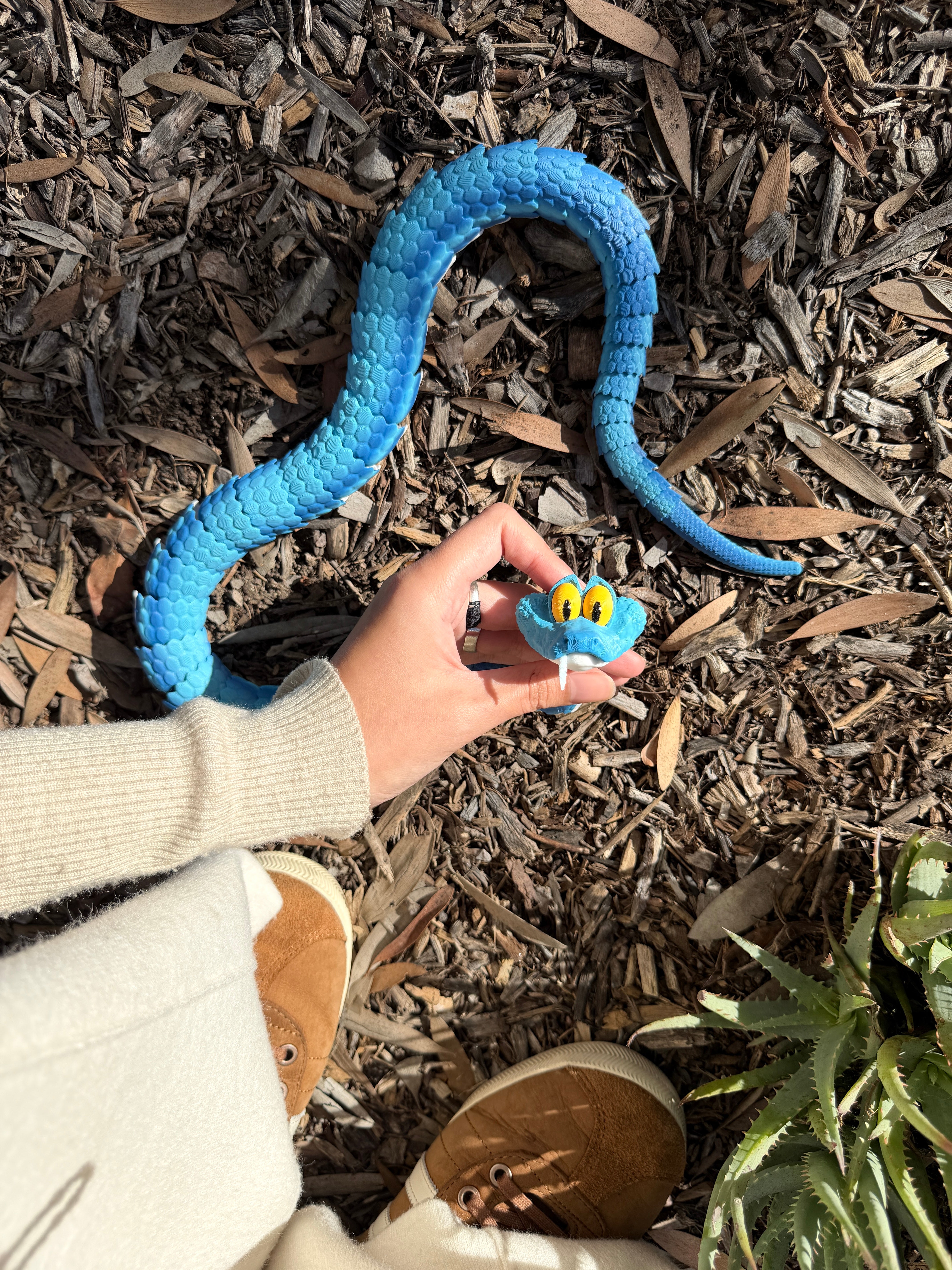 Zootopia Gary de Snake – 3D Printed Articulated Blue Snake Toy, Fan Made Flexible Bendable Figurine