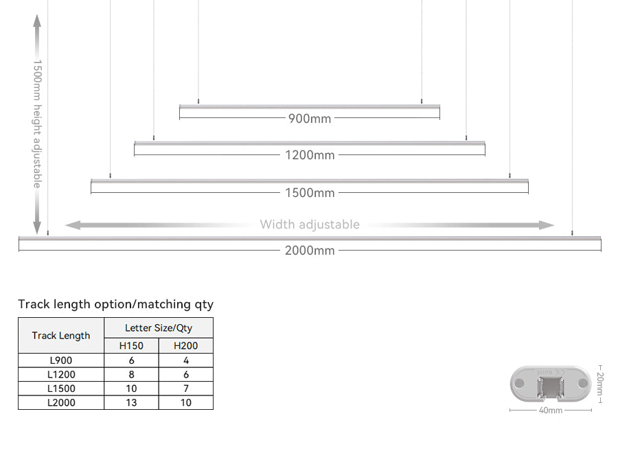 LED Top Track Series Capital Letter, (B), 6500k