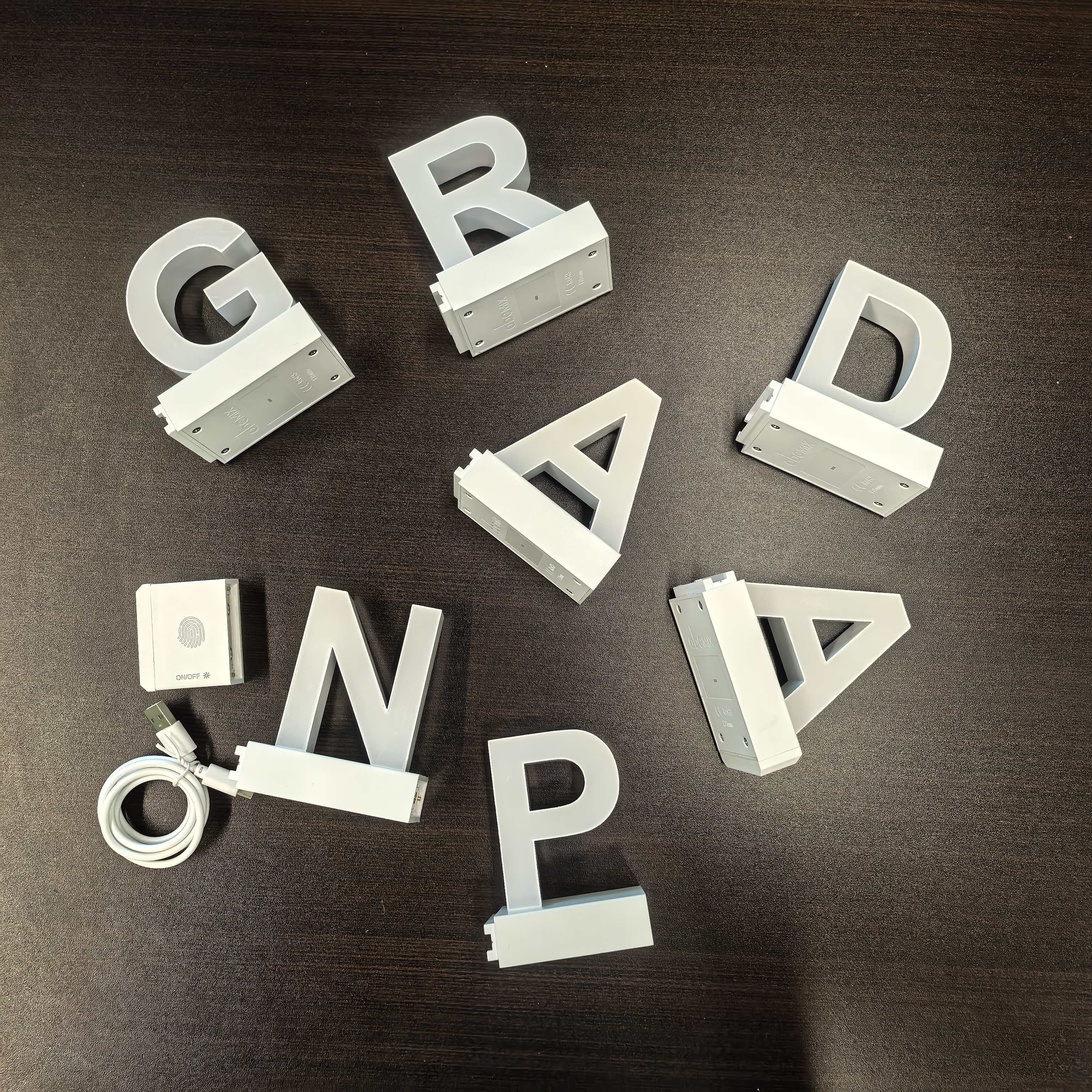 ABCmix Magnetic LED Letters Set – GRANDPA Pre-Assembled Pack with Touch Dimmer, Party & Home Decor