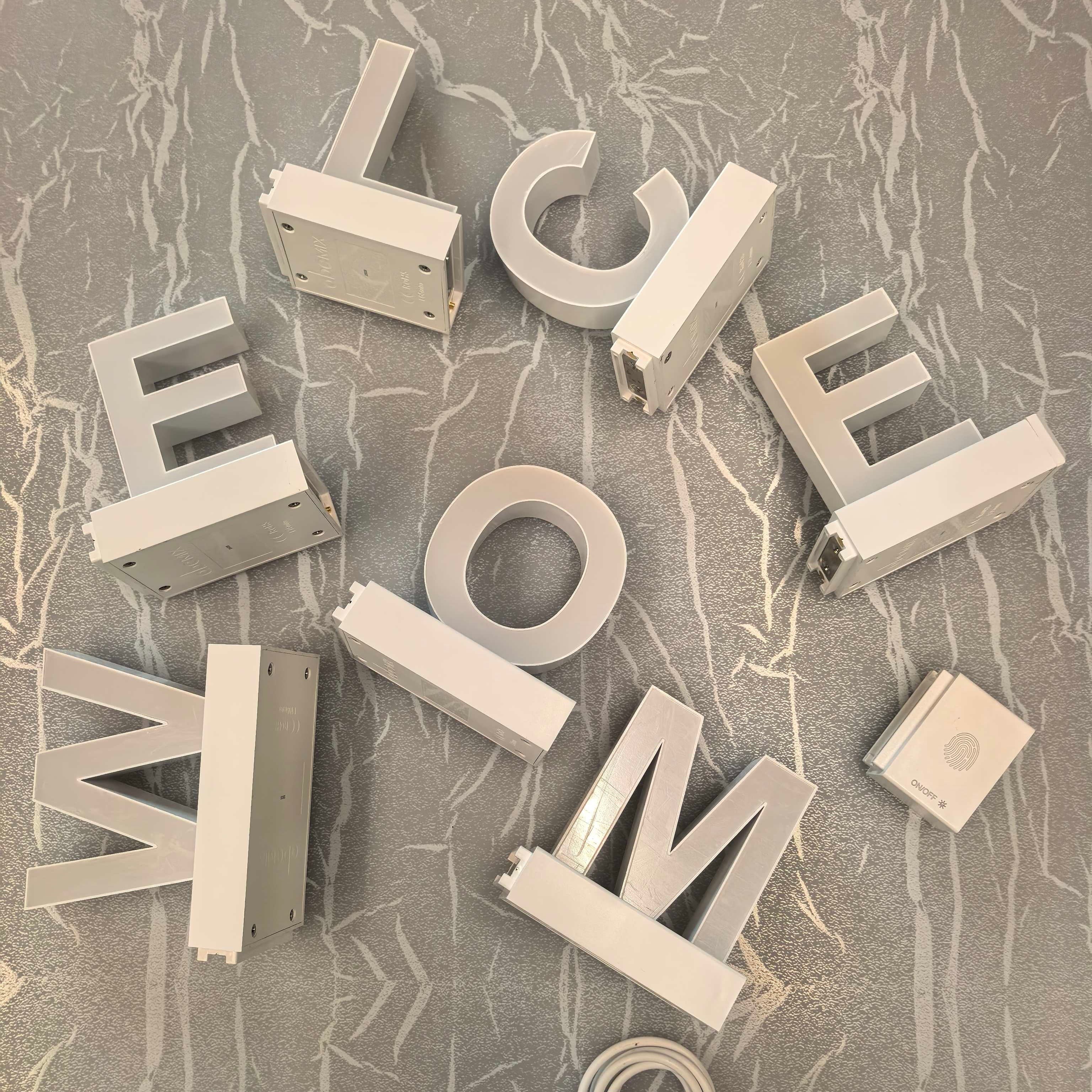 ABCmix Magnetic LED Letters Set – WELCOME Pre-Assembled Pack with Touch Dimmer, Party & Home Decor