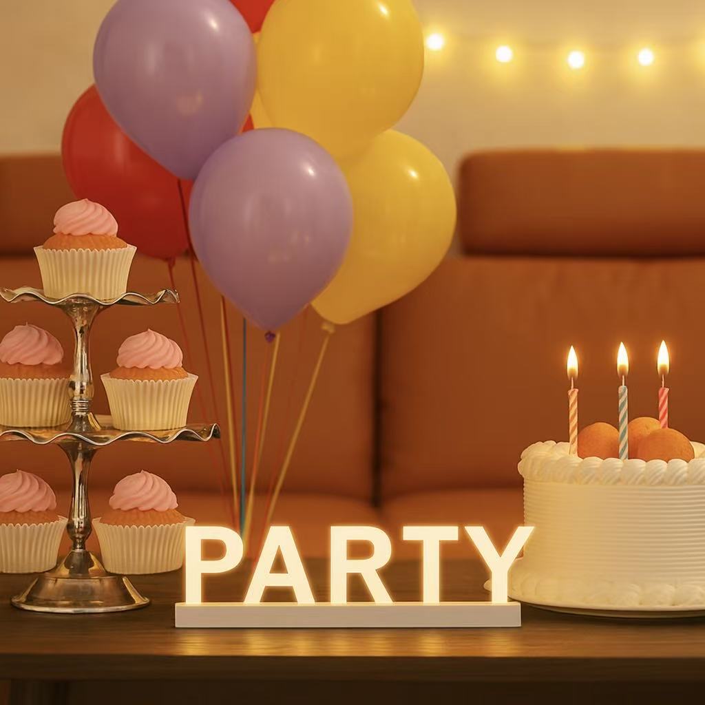 ABCmix Magnetic LED Letters Set – Party Pre-Assembled Pack with Touch Dimmer, Party & Home Decor