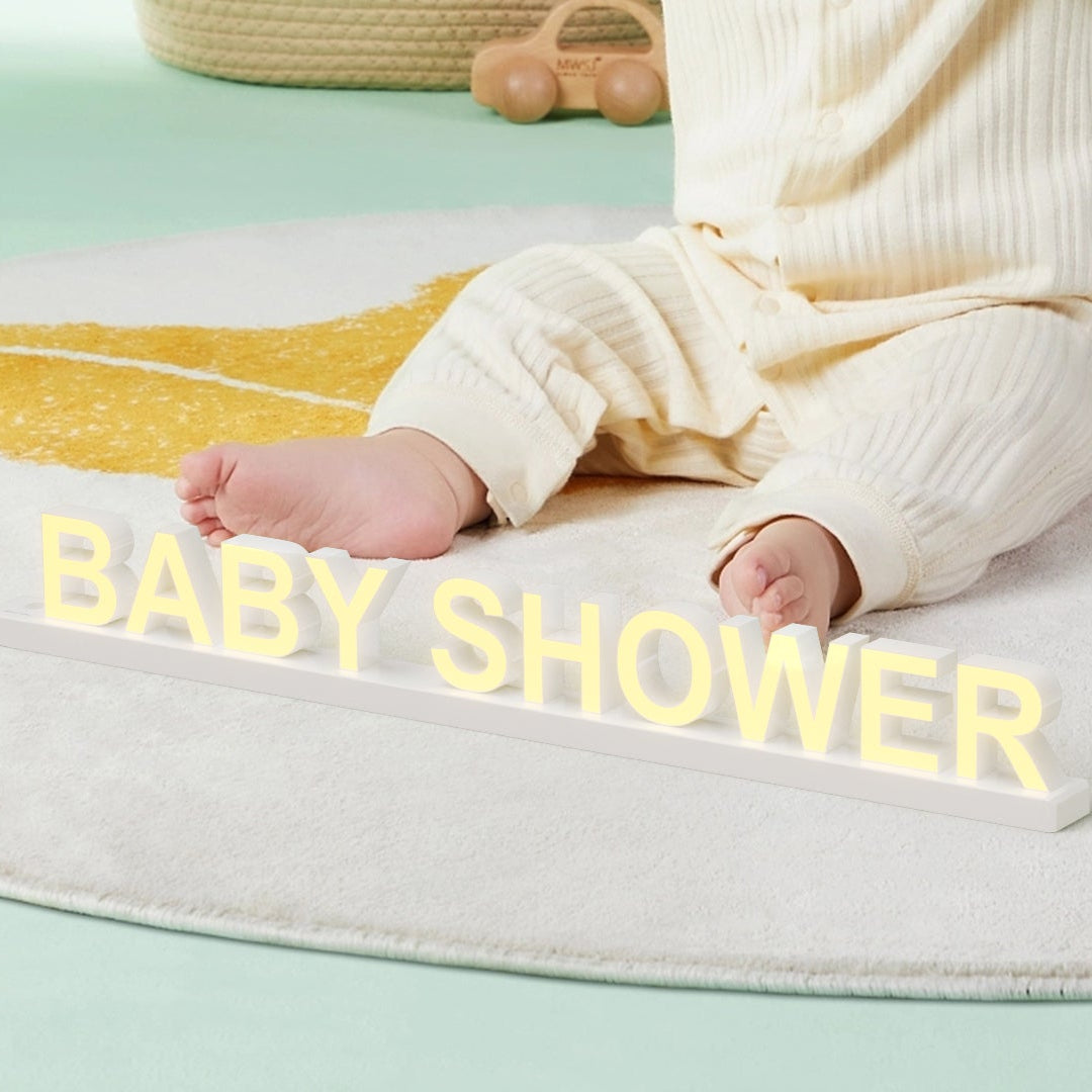 ABCmix Magnetic LED Letters Set – BABY SHOWER Pre-Assembled Pack with Touch Dimmer, Party & Home Decor