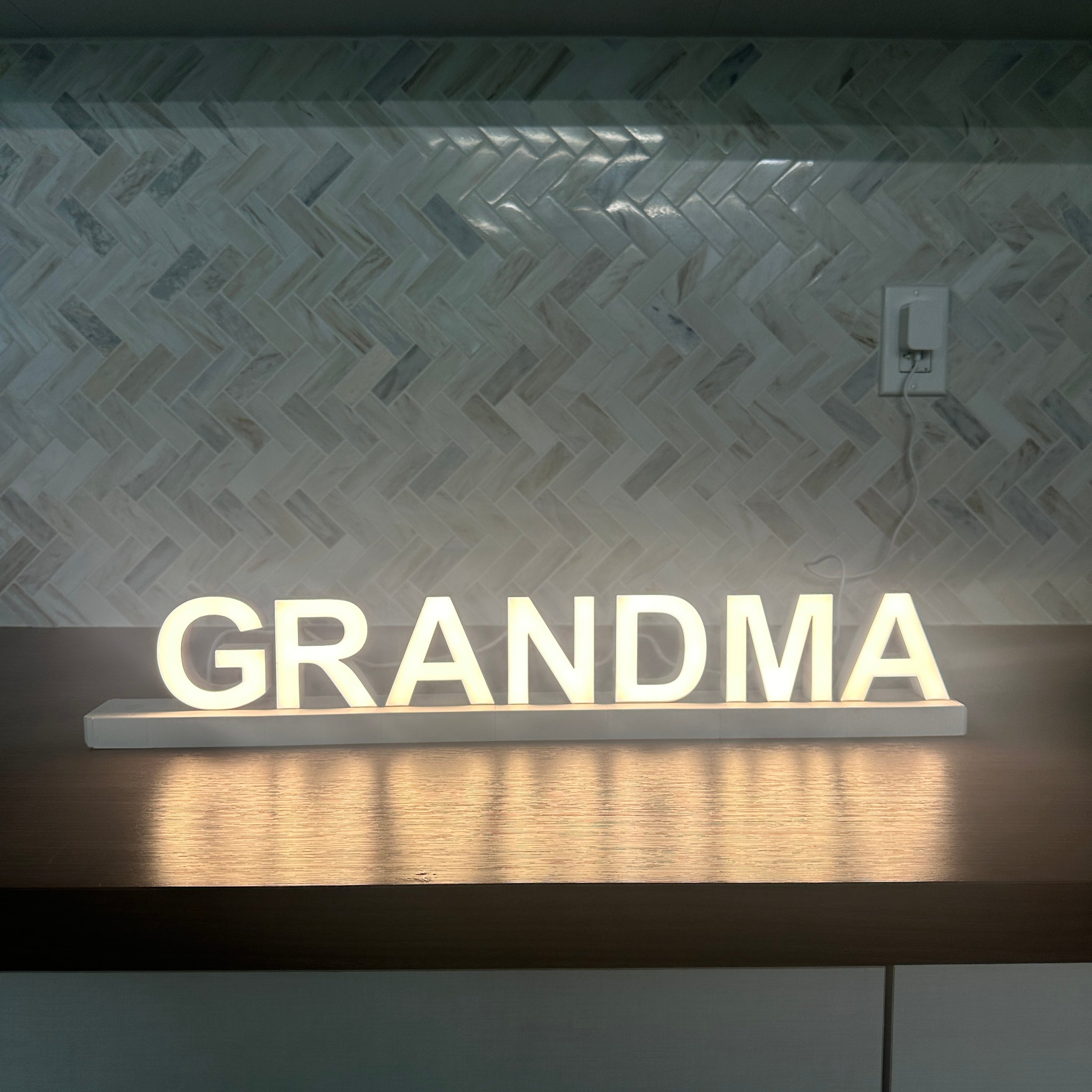ABCmix Magnetic LED Letters Set – GRANDMA Pre-Assembled Pack with Touch Dimmer, Party & Home Decor
