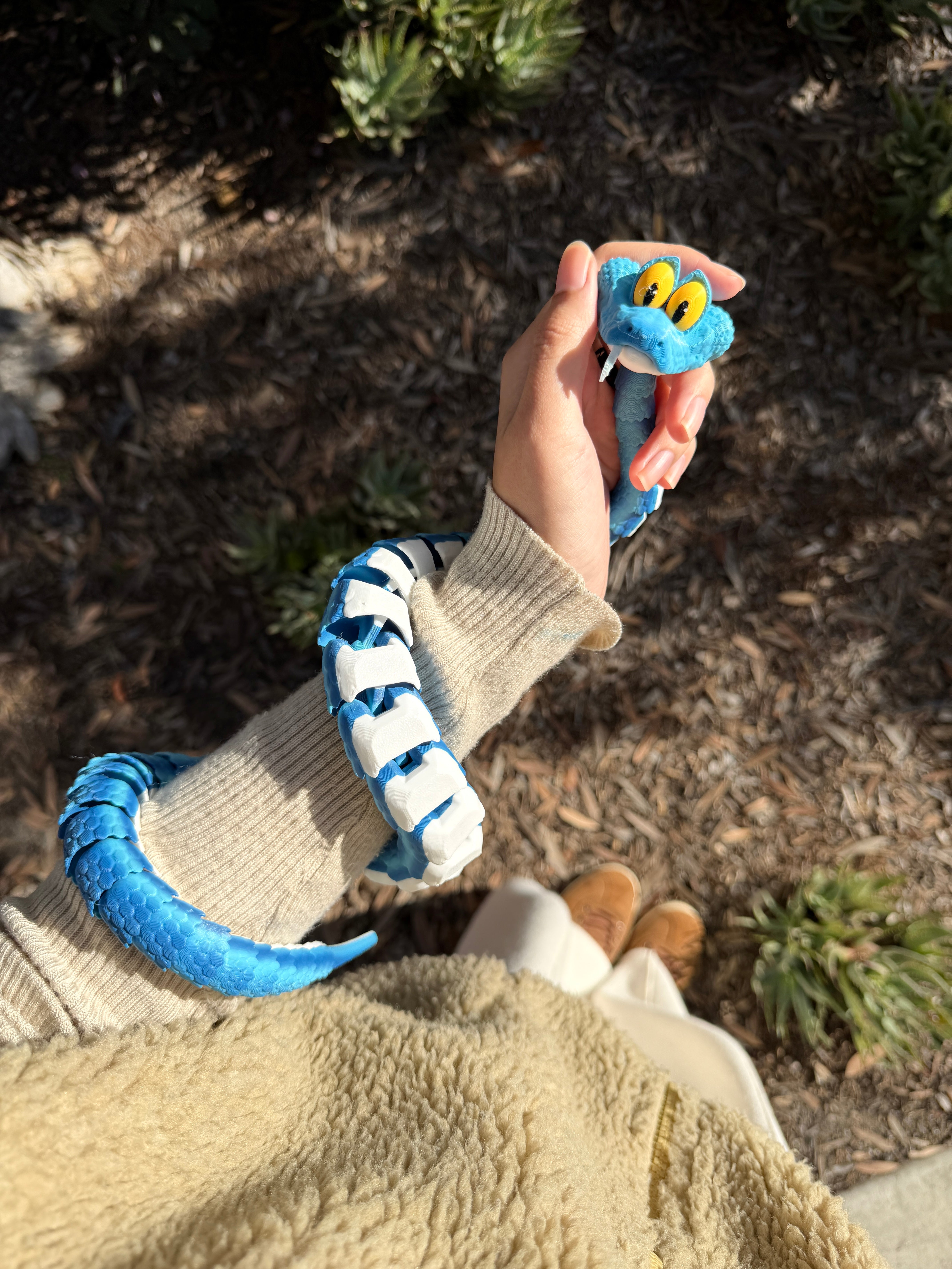 Zootopia Gary de Snake – 3D Printed Articulated Blue Snake Toy, Fan Made Flexible Bendable Figurine