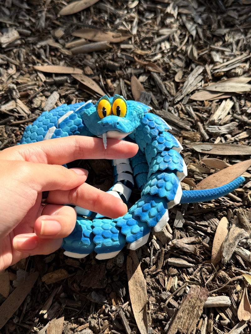 Zootopia Gary de Snake – 3D Printed Articulated Blue Snake Toy, Fan Made Flexible Bendable Figurine