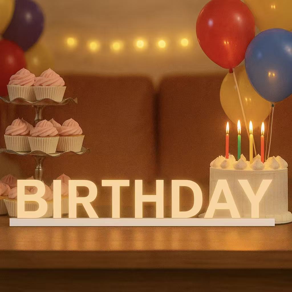 ABCmix Magnetic LED Letters Set – BIRTHDAY Pre-Assembled Pack with Touch Dimmer, Party & Home Decor