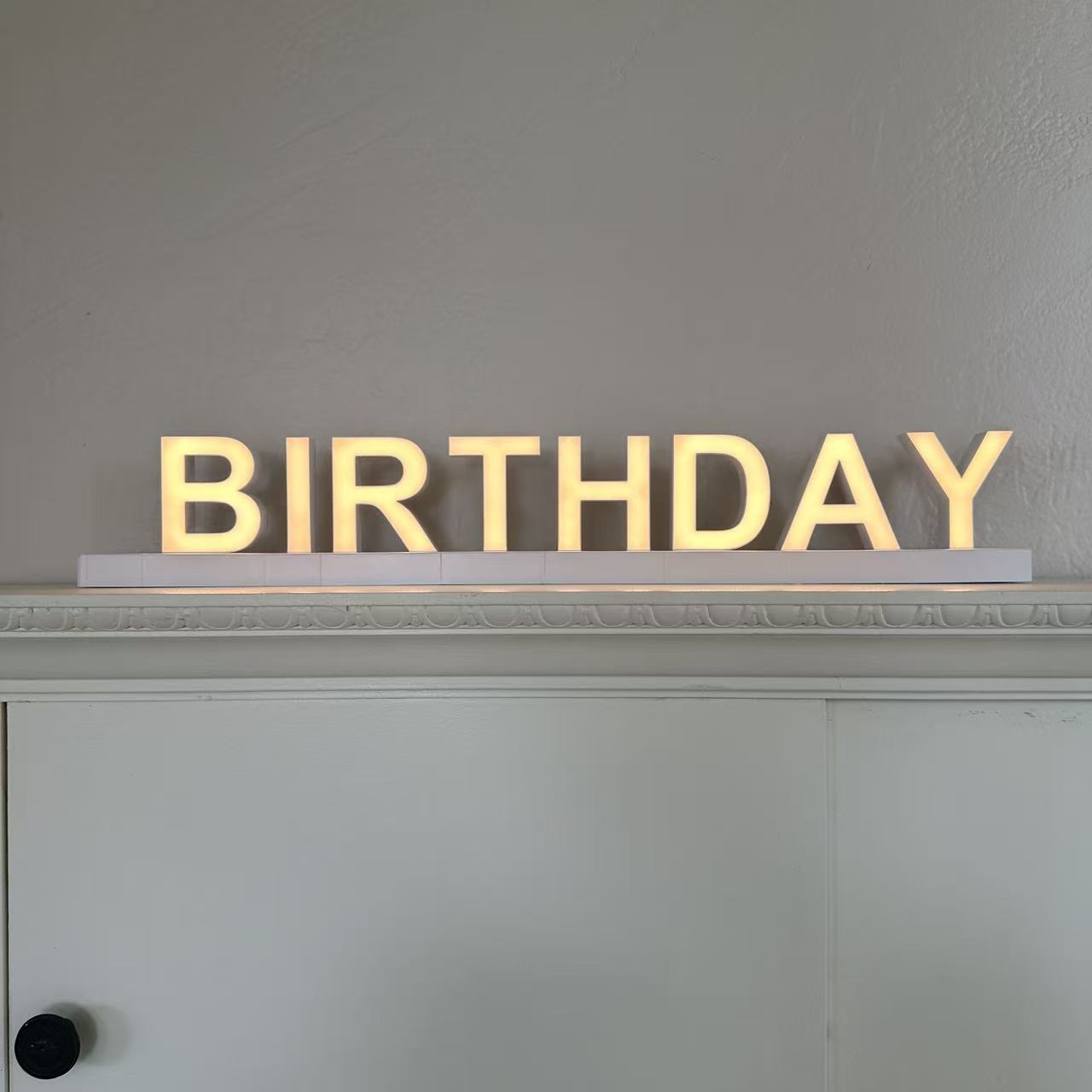 ABCmix Magnetic LED Letters Set – BIRTHDAY Pre-Assembled Pack with Touch Dimmer, Party & Home Decor